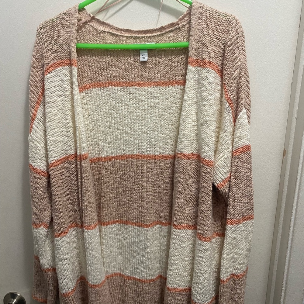 Nine West Women's Striped Cardigan in Beige and Cream